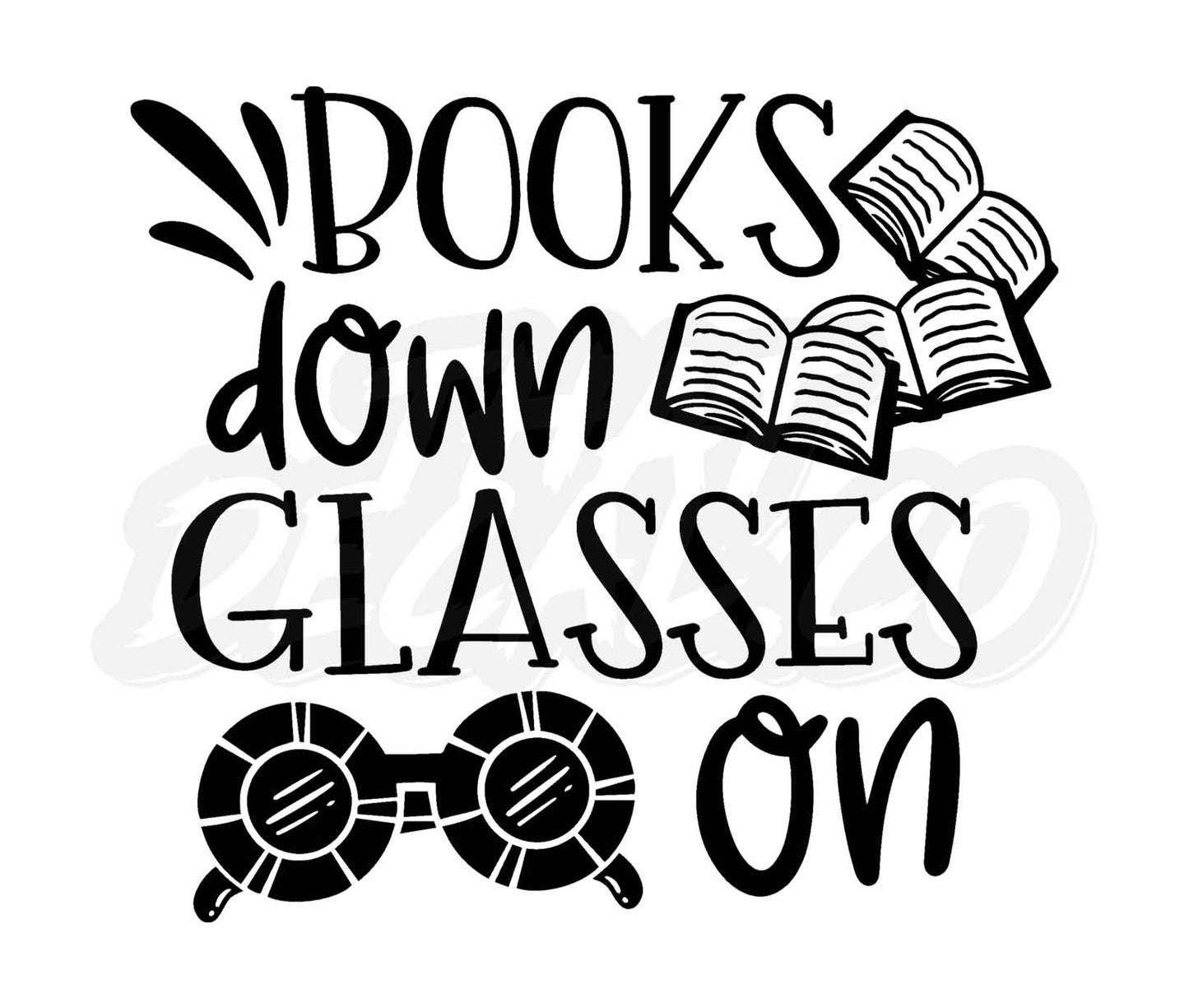 Books down glasses on