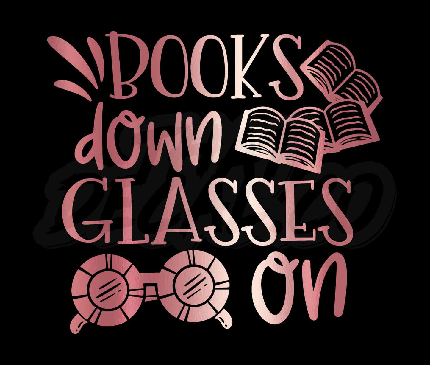 Books down glasses on