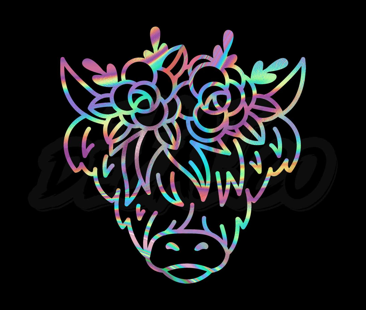 Highland Cow With Flowers